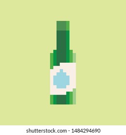 8-Bit Korean Soju Bottle Vector Icon Symbol Illustration Background