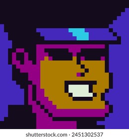 8-bit man, avatar pixel art male character, cartoon vector icon, game user or web profile person, people, social net portrait, young guy face, minimalistic vector