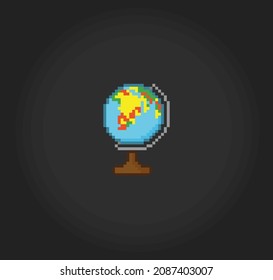 8-bit miniature earth pixel. the world in vector illustrations. globe in pixel art.