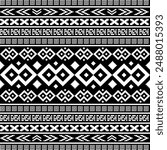 8-bit monochrome pixel art Geometric tribal patterns in black and white.