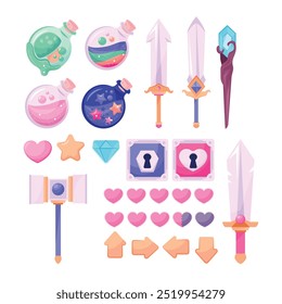 8 bits pixel arcade jogo experiência barras e níveis de energia, vetores UI interface elementos. Vida de jogo de vídeo Arcade, poder e saúde carga, calibre, metros e barras de progresso com moedas pontuação em 8 bits pixel