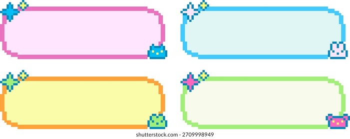 8-bit pixel art lindo juego de neón diálogo con animales Vector conjunto