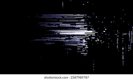 8-bit pixel art digital glitch effect on a black background. digital noise overlay. low resolution. video game assets. white glowing elements. vector graphics.