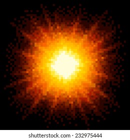 8-bit Pixel Art Fiery Explosion. EPS8 Vector