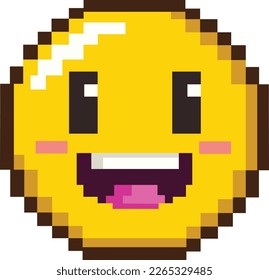 8bit pixel art of a happy emoji emoticon