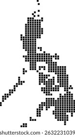 8-bit pixel art map of the Philippines, perfect for retro-style design projects, posters, infographics, web graphics, and creative digital layouts