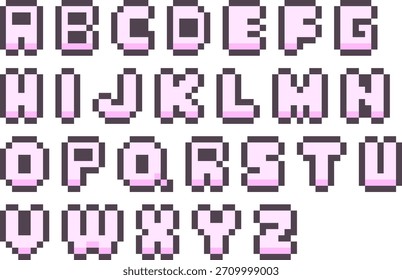 8-bit pixel art rosa lindo alfabeto conjunto de Vectores