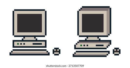 Conjunto de computadora retro de 8 bits Pixel Art