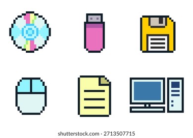 Conjunto de iconos de computadora retro de 8 bits Pixel Art 2