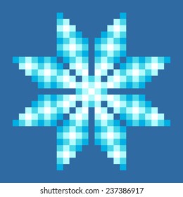 8-Bit Pixel Crystalline Snowflake