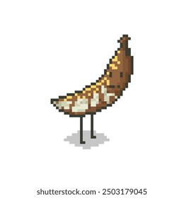 8-bit pixel cute banana fruit, pixel art vector illustration.