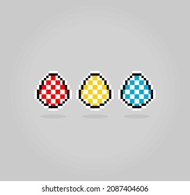 8-bit pixel egg image. Illustration of pixel art vectors. Eggs for game assets
