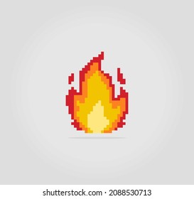 8-bit pixel a fire for GUI image. Asset game on vector illustration.