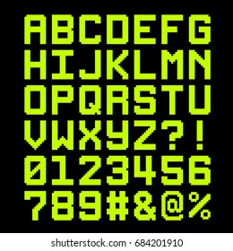 8-Bit Pixel Font - Letter and Numbers. EPS8 Vector