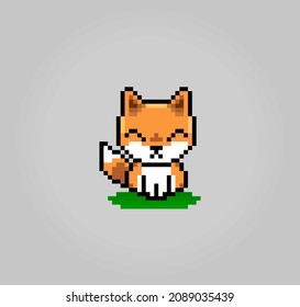 8-bit pixel of fox. Animal in Vector illustration for cross stitch and game assets.