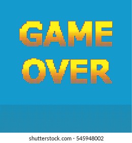 8-bit pixel game over message. Designs for banners, web pages, screen savers, presentations. Vector illustration.