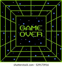 8-Bit Pixel Game Over Vortex