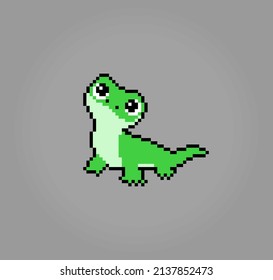 8-Bit-Pixel-Gecko-grün gefärbt. Lizards Pixel in Vektorgrafiken für Querstiche und Spieleobjekte.