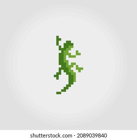 8-bit pixel gecko. Lizard in vector illustrations for cross stitches and game assets.