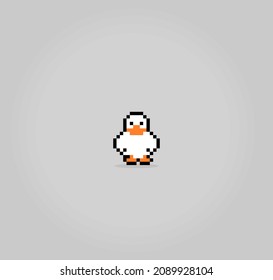 8-Bit pixel of goose. The animal for game assets and Cross Stitch patterns in vector illustrations.