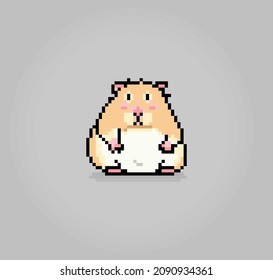 8-Bit-Pixel-Hamster. Tier für Wild-Objekte in Vektorgrafik.