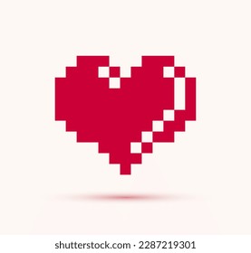 logotipo o icono del vector del corazón de 8 bits, juego retro de símbolo del corazón de estilo de 8 bits de los años 90, diseño gráfico y elemento elegante.