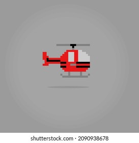 8-bit pixel of helicopter. Airplane in vector illustrations