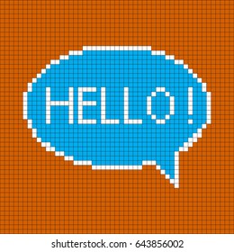 8-bit Pixel Hello Speech Bubbles. Vector.