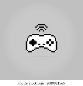 8-bit pixel of joystick. game pad in Vector illustration for cross stitch and game assets.