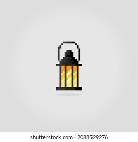 8-bit pixel lantern image. Asset game on vector illustration.