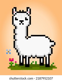 8-Bit-Pixel Lamas. Tierische Pixel in Vektorgrafik für Spieleobjekte.