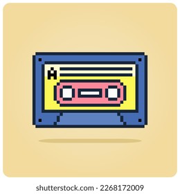 casete de música retro de 8 bits. cassette de píxeles en ilustración vectorial