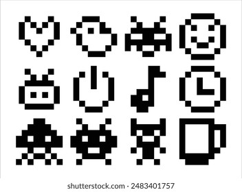 8-Bit Pixel Tamagochi Icon Set