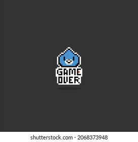 8-bit pixel text, game over. Background icon for game assets in vector illustrations.