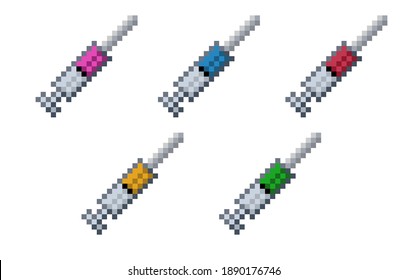 8Bit pixel vaccine in five colors	