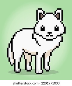 Lobo blanco de 8 bits. Ilustración animal en vectores para coser cruzado y activos de juego.