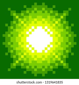8-Bit Pixel-art Explosion on a Green Background. EPS8 vector
