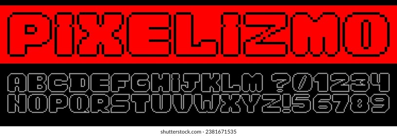 Ein 8-Bit-pixeliges Alphabet. Erinnern Sie sich an klassische Videospielgrafiken und Comic-Buchstil. Perfekt für Gaming-Enthusiasten, Retro-Design-Projekte, Nostalgie und "Gaming-Over"-Momente einfangen