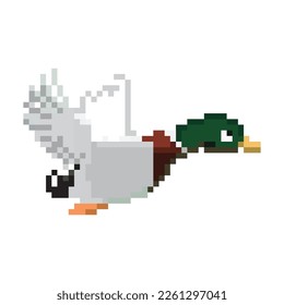 8bit pixels Art duck vector, duck pixel art design