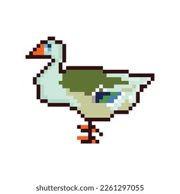 8bit pixels Art duck vector, duck pixel art design