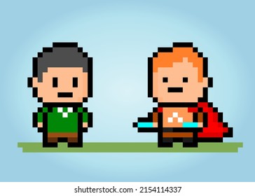 8-bit pixels hero avatar. Game character in vector illustration