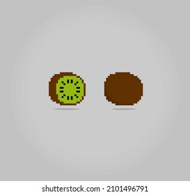 8-bit pixels kiwi fruit. Food in vector illustration