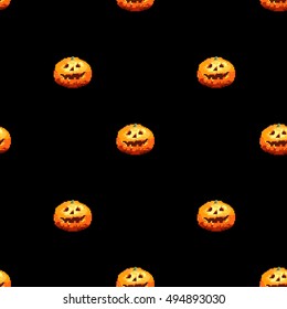 8bit pumpkin halloween on a black background