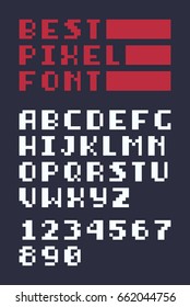 8-bit Retro Latin Alphabet Letters, Numbers And Best Pixel Font Text