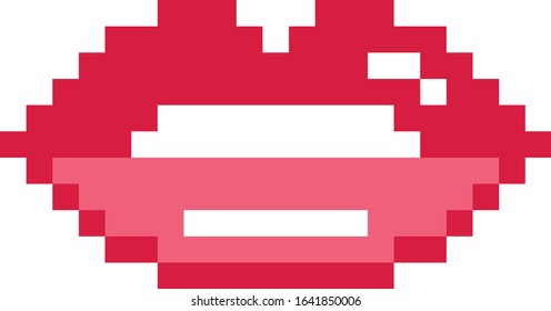 8-bit Retro Pixel Lips And Teeth