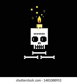 8-bit skull icon. vector illustration.