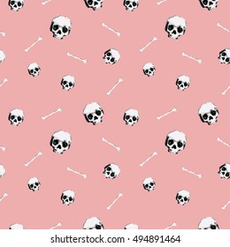 8bit Skull pattern pink background
