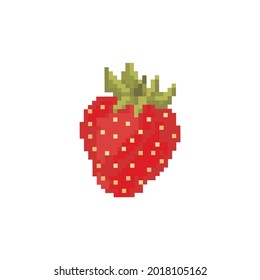 8-bit Strawberry In Pixel Art