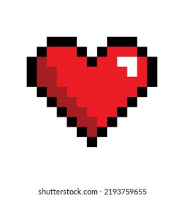 8-Bit Style Red Pixel Heart Icon