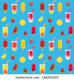 8Bit summer trend seamless pattern with sweets